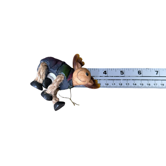 Vintage Abbott Collection Moose Christmas Ornament Dangling Rope Legs Resin - Picture 6 of 6